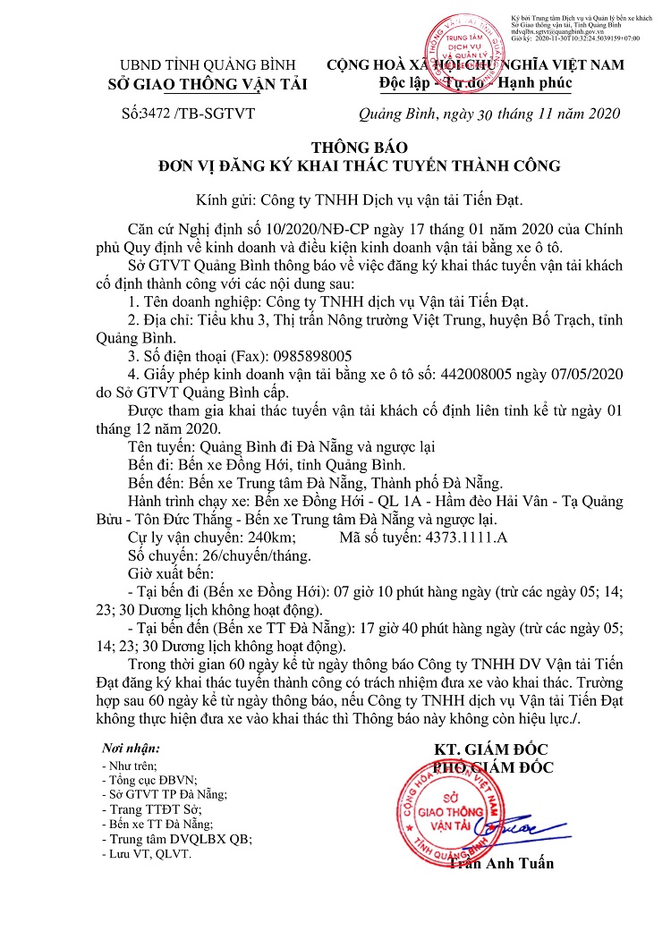 Thông bao thành công Dong Hoi Da Nang (30 11 2020 10h26p23) signed signed 1